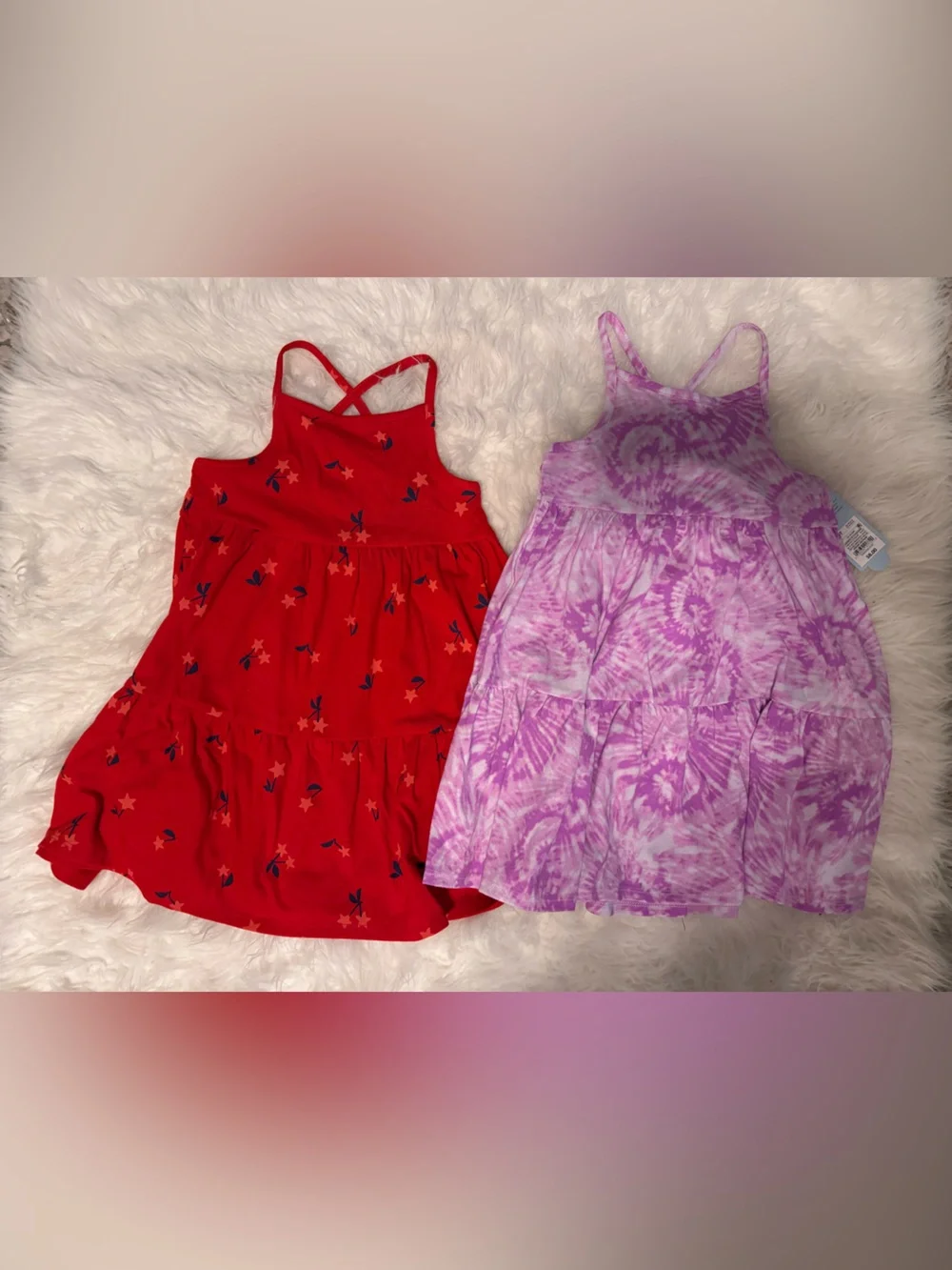 Cat & Jack Red Floral Sundress + Purple Tie-Dye Sundress